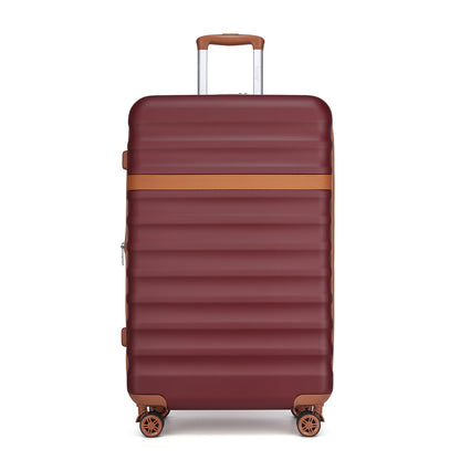 Kono Stylish Lightweight Hard Shell ABS+PC Cabin Suitcase with TSA Lock for Enhanced Security (KSK2484) - Burgundy & Brown