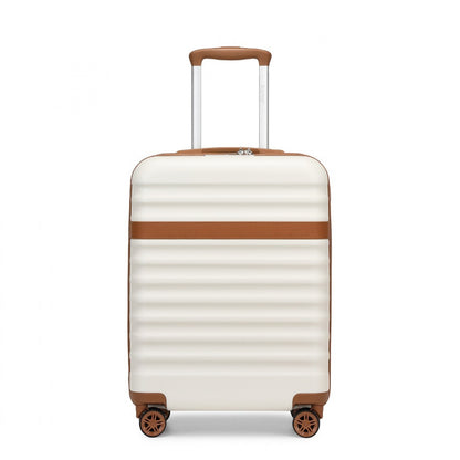 Kono Stylish Lightweight Hard Shell ABS+PC Cabin Suitcase with TSA Lock for Enhanced Security (KSK2484) - Cream & Brown