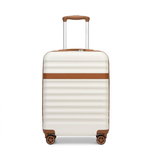 Kono Stylish Lightweight Hard Shell ABS+PC Cabin Suitcase with TSA Lock for Enhanced Security (KSK2484) - Cream & Brown
