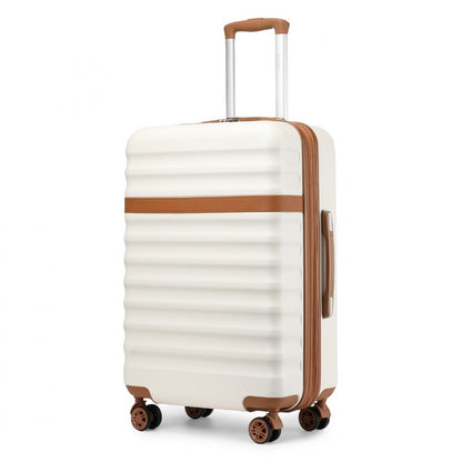 Kono Stylish Lightweight Hard Shell ABS+PC Cabin Suitcase with TSA Lock for Enhanced Security (KSK2484) - Cream & Brown