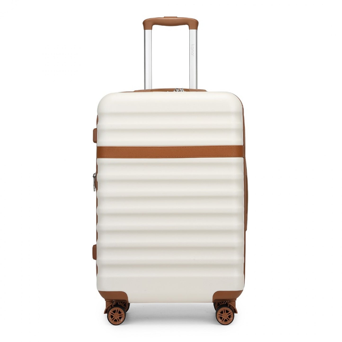 Kono Stylish Lightweight Hard Shell ABS+PC Cabin Suitcase with TSA Lock for Enhanced Security (KSK2484) - Cream & Brown