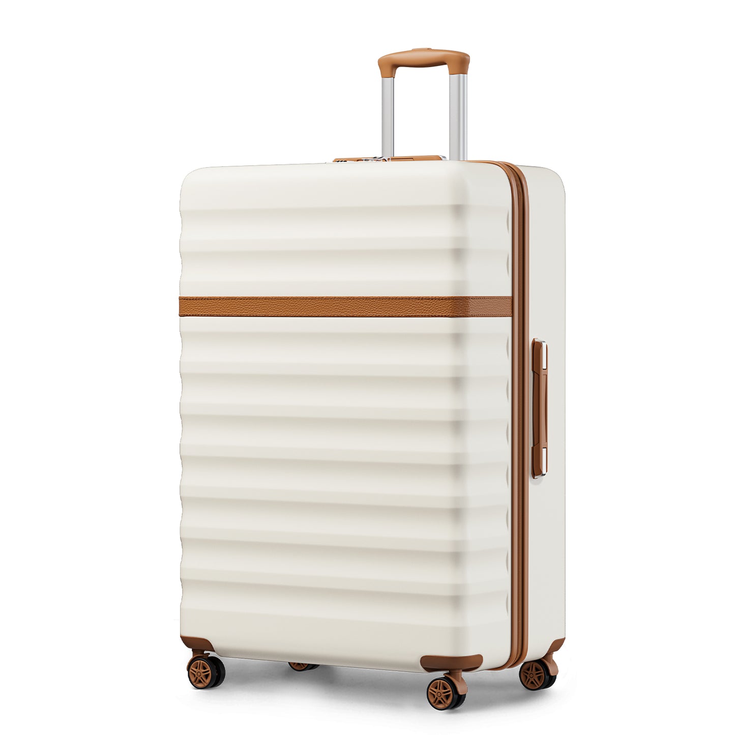 Kono Stylish Lightweight Hard Shell ABS+PC Cabin Suitcase with TSA Lock for Enhanced Security (KSK2484) - Cream & Brown