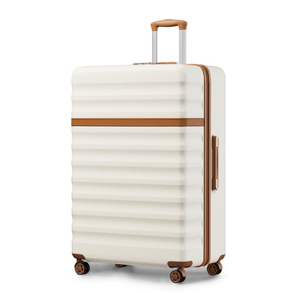 Kono Stylish Lightweight Hard Shell ABS+PC Cabin Suitcase with TSA Lock for Enhanced Security (KSK2484) - Cream & Brown