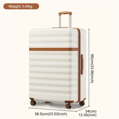 Kono Stylish Lightweight Hard Shell ABS+PC Cabin Suitcase with TSA Lock for Enhanced Security (KSK2484) - Cream & Brown