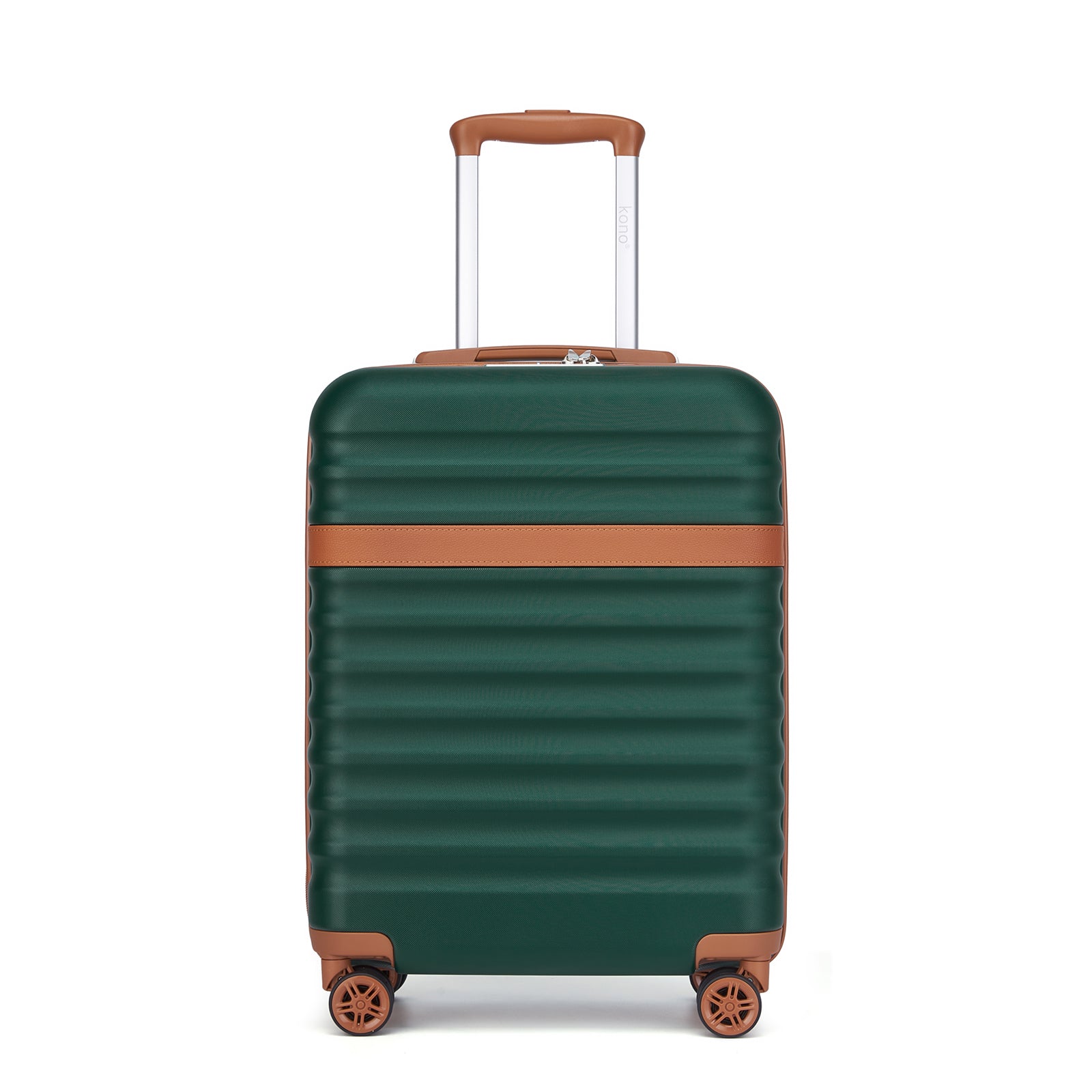 Kono Stylish Lightweight Hard Shell ABS+PC Cabin Suitcase with TSA Lock for Enhanced Security (KSK2484) - Green & Brown