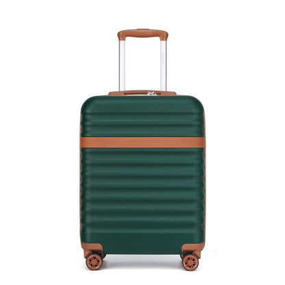 Kono Stylish Lightweight Hard Shell ABS+PC Cabin Suitcase with TSA Lock for Enhanced Security (KSK2484) - Green & Brown
