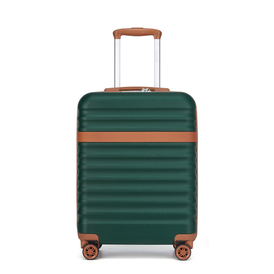 Kono Stylish Lightweight Hard Shell ABS+PC Cabin Suitcase with TSA Lock for Enhanced Security (KSK2484) - Green & Brown