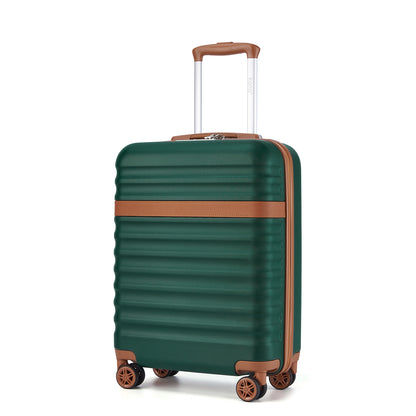 Kono Stylish Lightweight Hard Shell ABS+PC Cabin Suitcase with TSA Lock for Enhanced Security (KSK2484) - Green & Brown