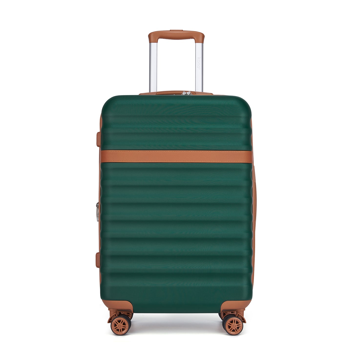 Kono Stylish Lightweight Hard Shell ABS+PC Cabin Suitcase with TSA Lock for Enhanced Security (KSK2484) - Green & Brown