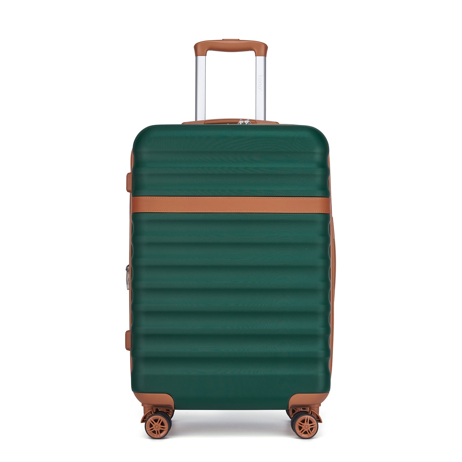 Kono Stylish Lightweight Hard Shell ABS+PC Cabin Suitcase with TSA Lock for Enhanced Security (KSK2484) - Green & Brown