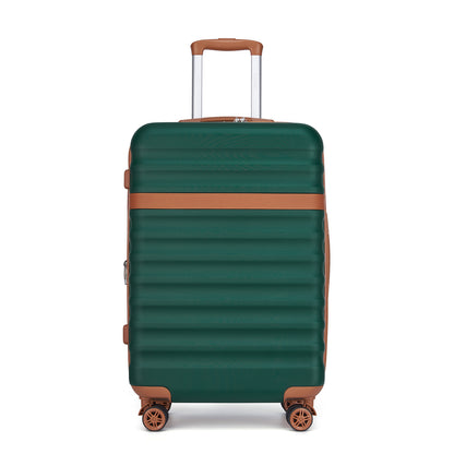 Kono Stylish Lightweight Hard Shell ABS+PC Cabin Suitcase with TSA Lock for Enhanced Security (KSK2484) - Green & Brown
