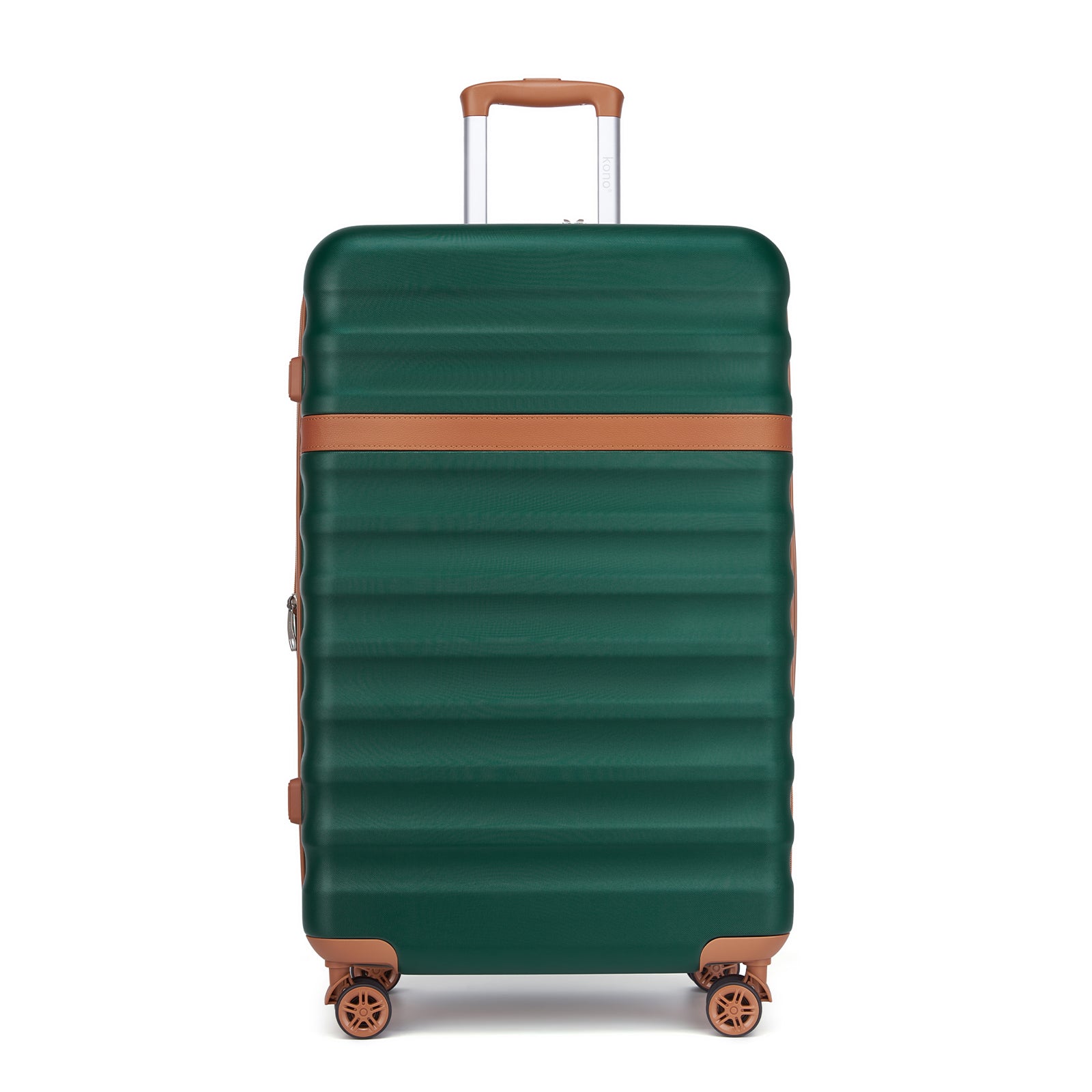 Kono Stylish Lightweight Hard Shell ABS+PC Cabin Suitcase with TSA Lock for Enhanced Security (KSK2484) - Green & Brown