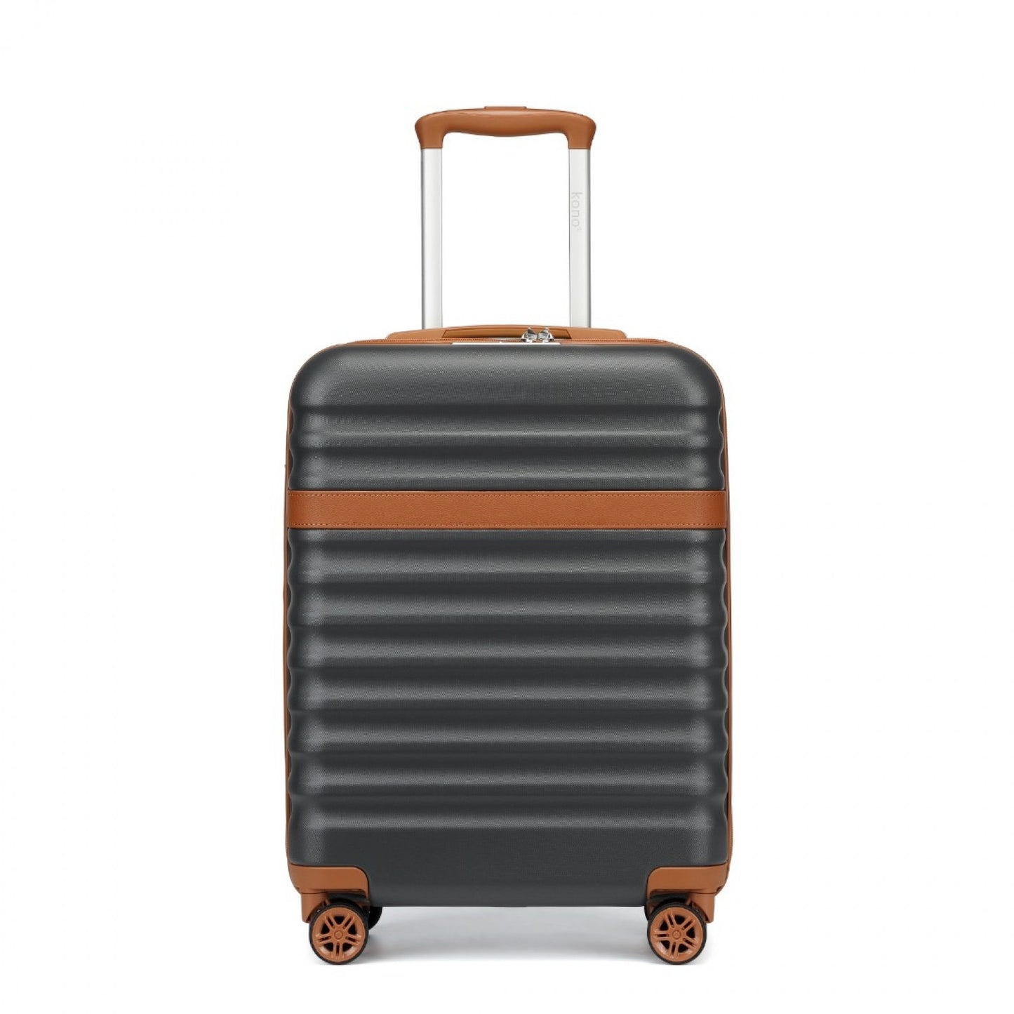 Kono Stylish Lightweight Hard Shell ABS+PC Cabin Suitcase with TSA Lock for Enhanced Security (KSK2484) - Grey & Brown