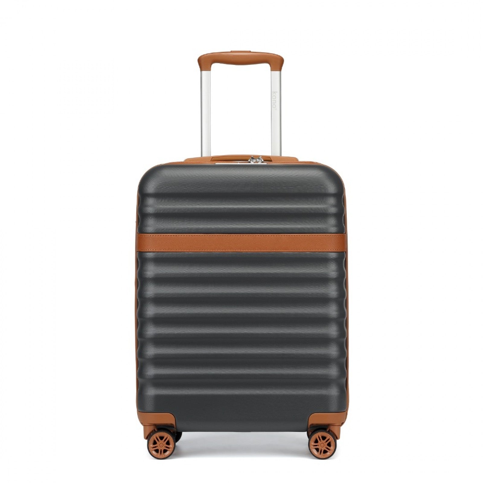 Kono Stylish Lightweight Hard Shell ABS+PC Cabin Suitcase with TSA Lock for Enhanced Security (KSK2484) - Grey & Brown