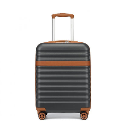Kono Stylish Lightweight Hard Shell ABS+PC Cabin Suitcase with TSA Lock for Enhanced Security (KSK2484) - Grey & Brown