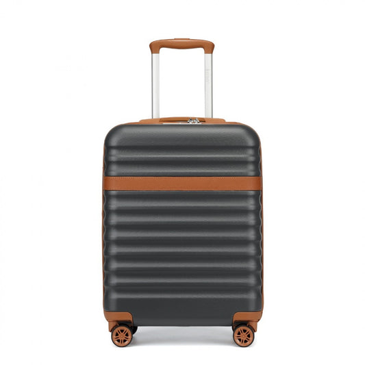 Kono Stylish Lightweight Hard Shell ABS+PC Cabin Suitcase with TSA Lock for Enhanced Security (KSK2484) - Grey & Brown