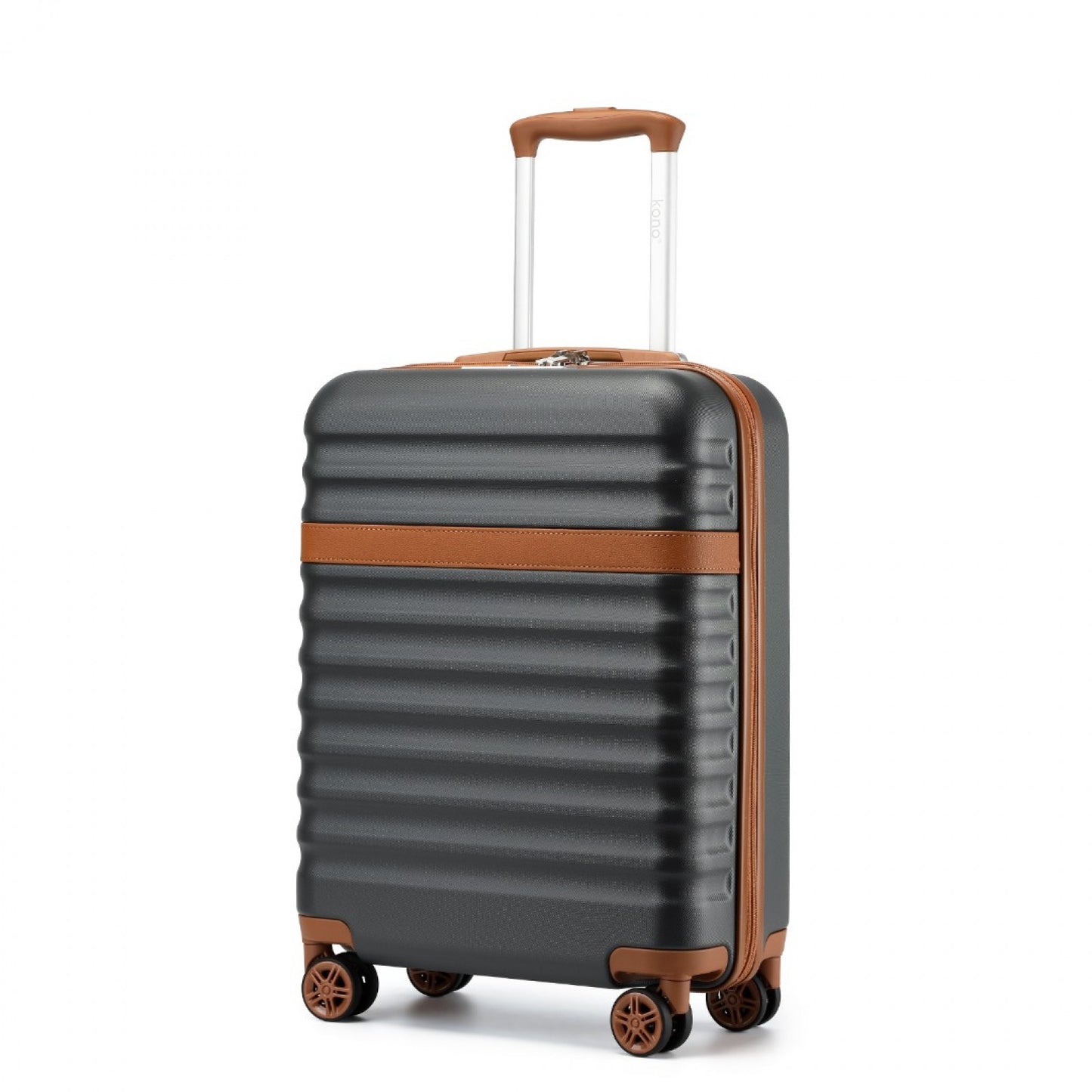 Kono Stylish Lightweight Hard Shell ABS+PC Cabin Suitcase with TSA Lock for Enhanced Security (KSK2484) - Grey & Brown