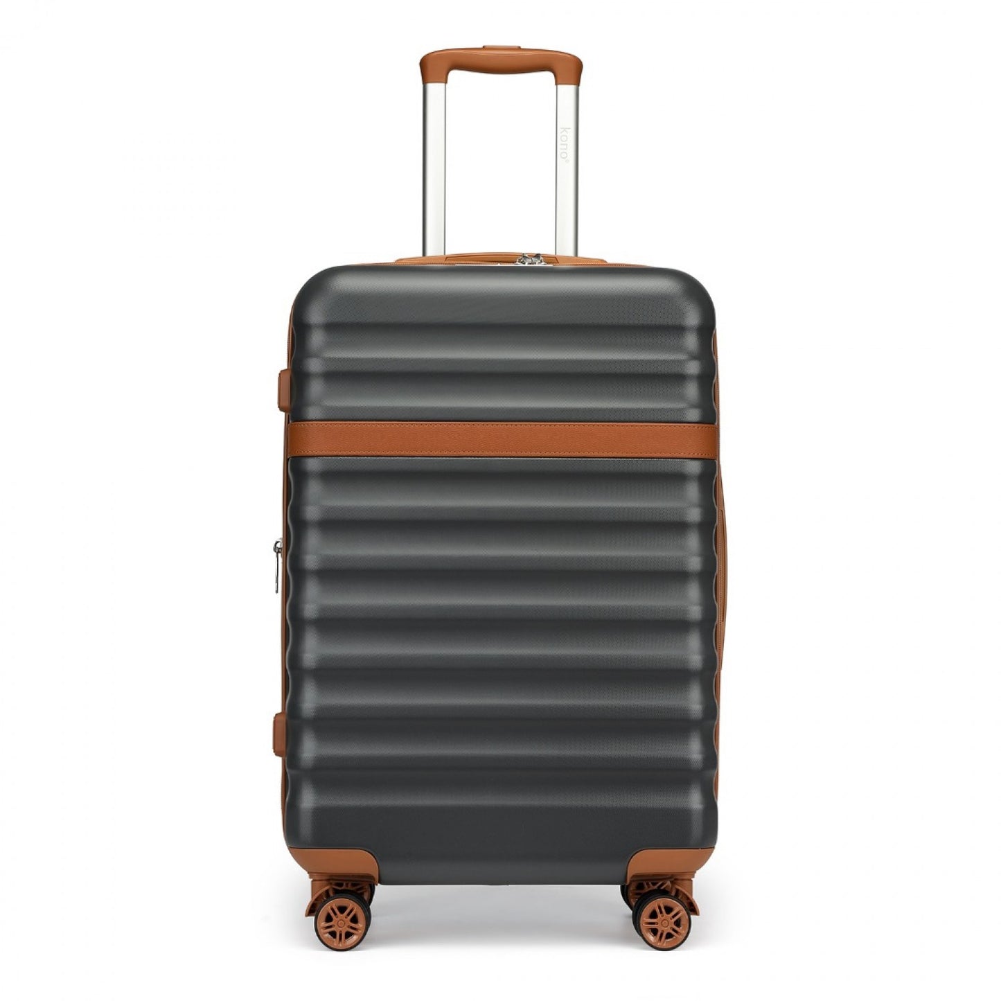 Kono Stylish Lightweight Hard Shell ABS+PC Cabin Suitcase with TSA Lock for Enhanced Security (KSK2484) - Grey & Brown