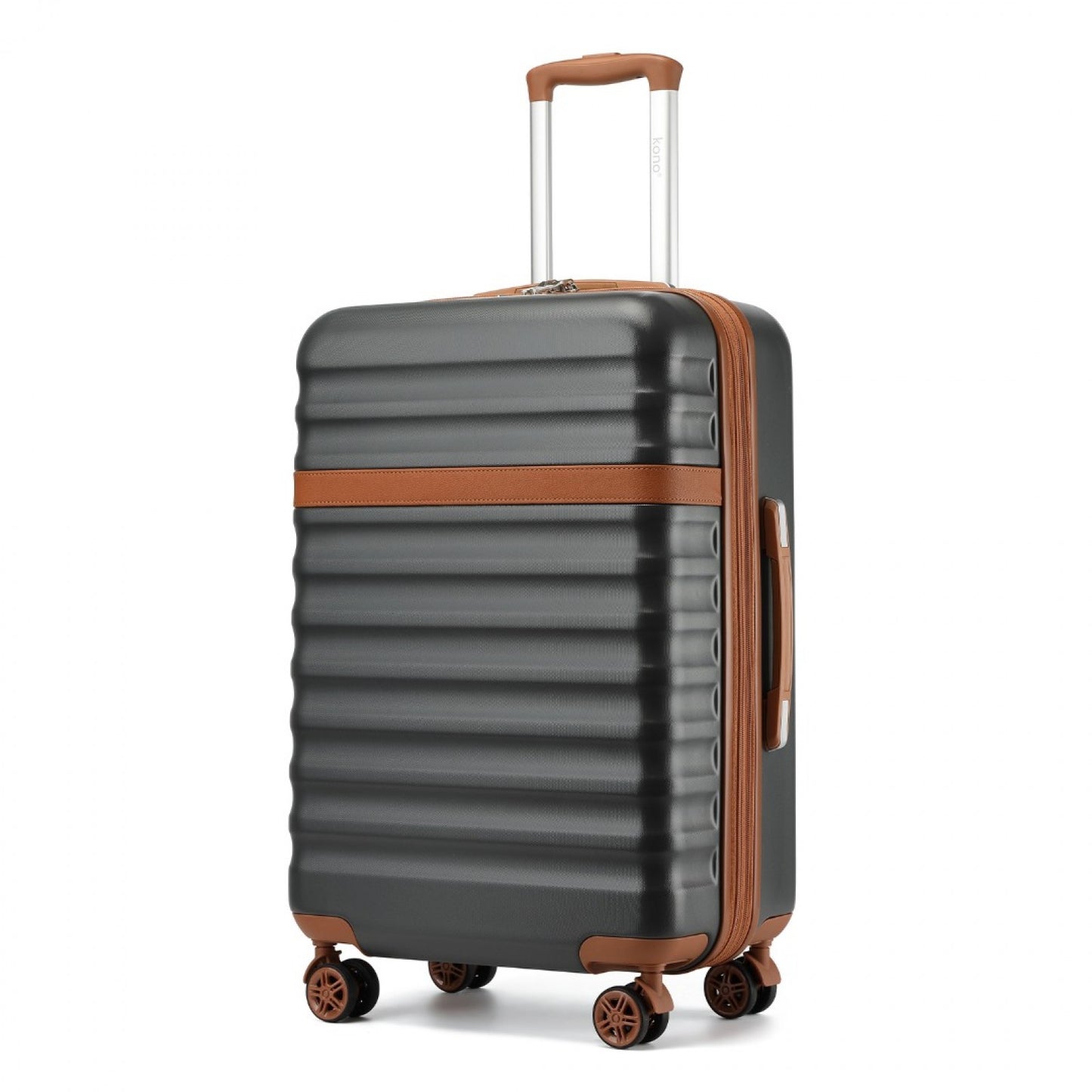 Kono Stylish Lightweight Hard Shell ABS+PC Cabin Suitcase with TSA Lock for Enhanced Security (KSK2484) - Grey & Brown
