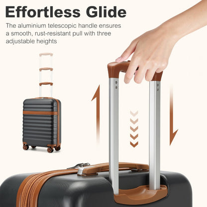 Kono Stylish Lightweight Hard Shell ABS+PC Cabin Suitcase with TSA Lock for Enhanced Security (KSK2484) - Grey & Brown