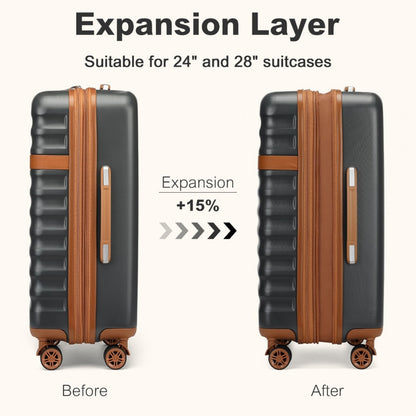 Kono Stylish Lightweight Hard Shell ABS+PC Cabin Suitcase with TSA Lock for Enhanced Security (KSK2484) - Grey & Brown