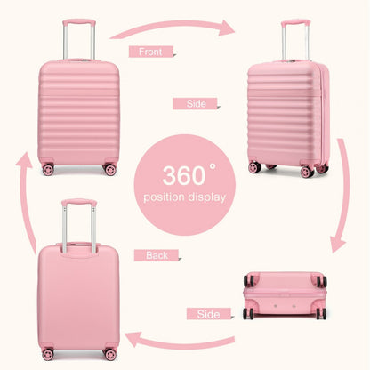 Kono Stylish Lightweight Hard Shell ABS+PC Cabin Suitcase with TSA Lock for Enhanced Security (KSK2484) - Pink