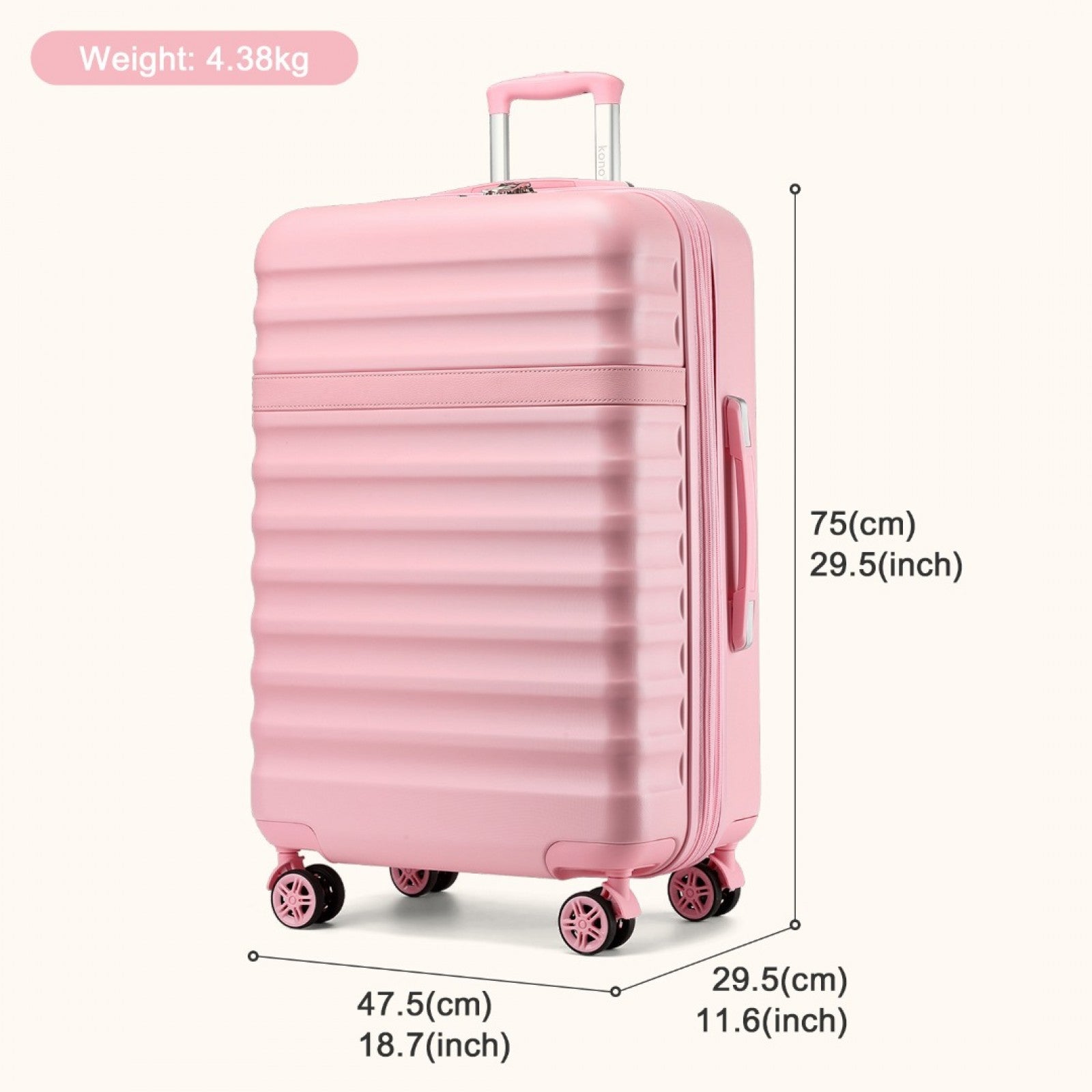 Kono Stylish Lightweight Hard Shell ABS+PC Cabin Suitcase with TSA Lock for Enhanced Security (KSK2484) - Pink