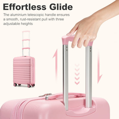 Kono Stylish Lightweight Hard Shell ABS+PC Cabin Suitcase with TSA Lock for Enhanced Security (KSK2484) - Pink