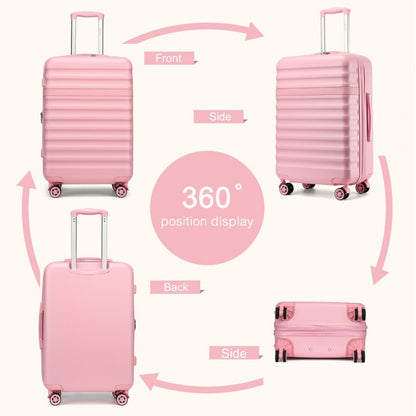 Kono Stylish Lightweight Hard Shell ABS+PC Cabin Suitcase with TSA Lock for Enhanced Security (KSK2484) - Pink