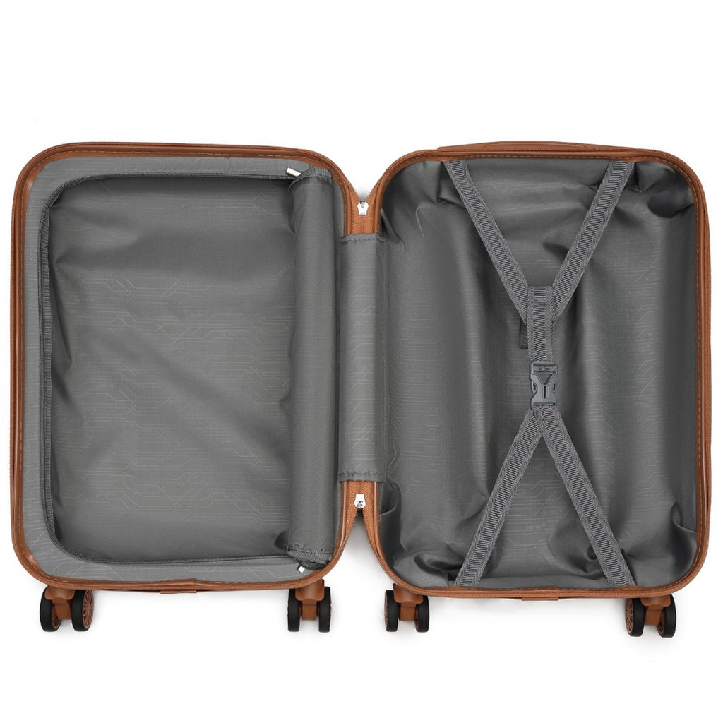 Premium ABS Cabin Carry-On Suitcase Set with Weekend Bag & Toiletry Bag – Black & Brown