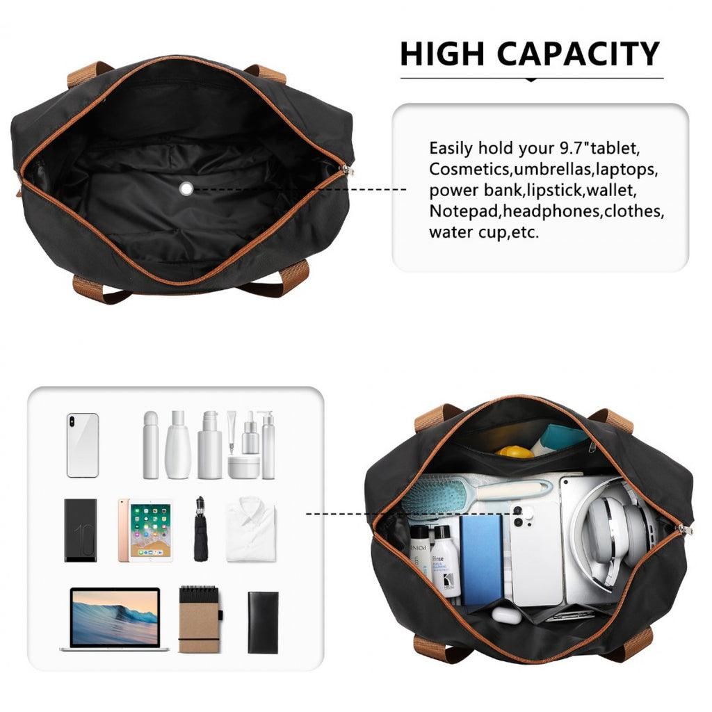 Premium ABS Cabin Carry-On Suitcase Set with Weekend Bag & Toiletry Bag – Black & Brown