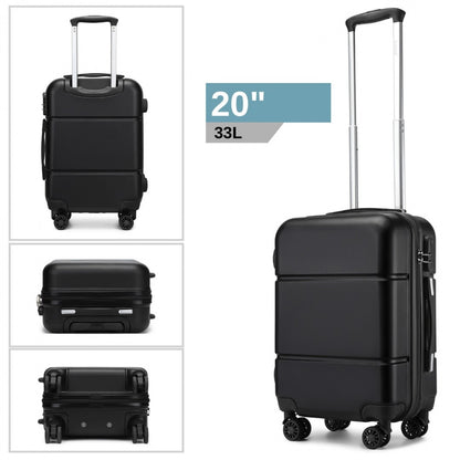 Kono Premium ABS Cabin Suitcase with Secure Combination Lock for Effortless Travel (KSK2485) - Black