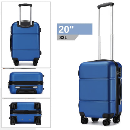 Kono Premium ABS Cabin Suitcase with Secure Combination Lock for Effortless Travel (KSK2485) - Navy & Black