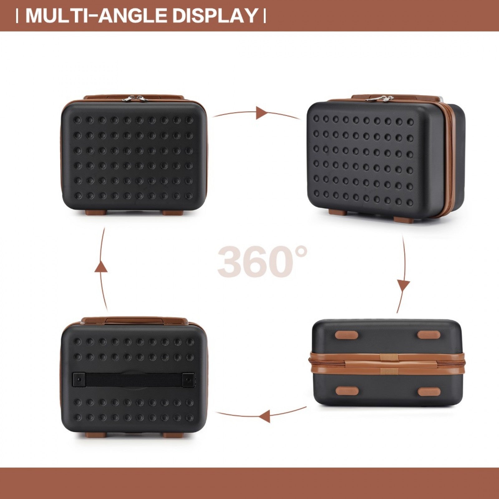 Kono Stylish ABS+PC Polka Dot Hard Shell Vanity Case (KSK2486) - Black & Brown