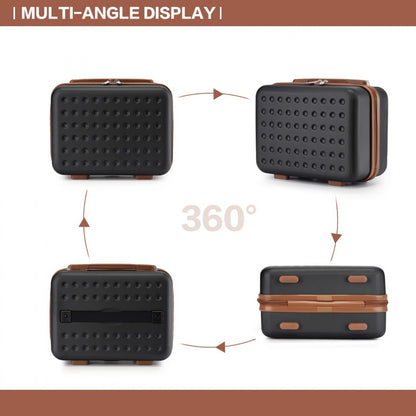 Kono Stylish ABS+PC Polka Dot Hard Shell Vanity Case (KSK2486) - Black & Brown