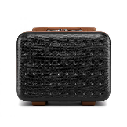 Kono Stylish ABS+PC Polka Dot Hard Shell Vanity Case (KSK2486) - Black & Brown