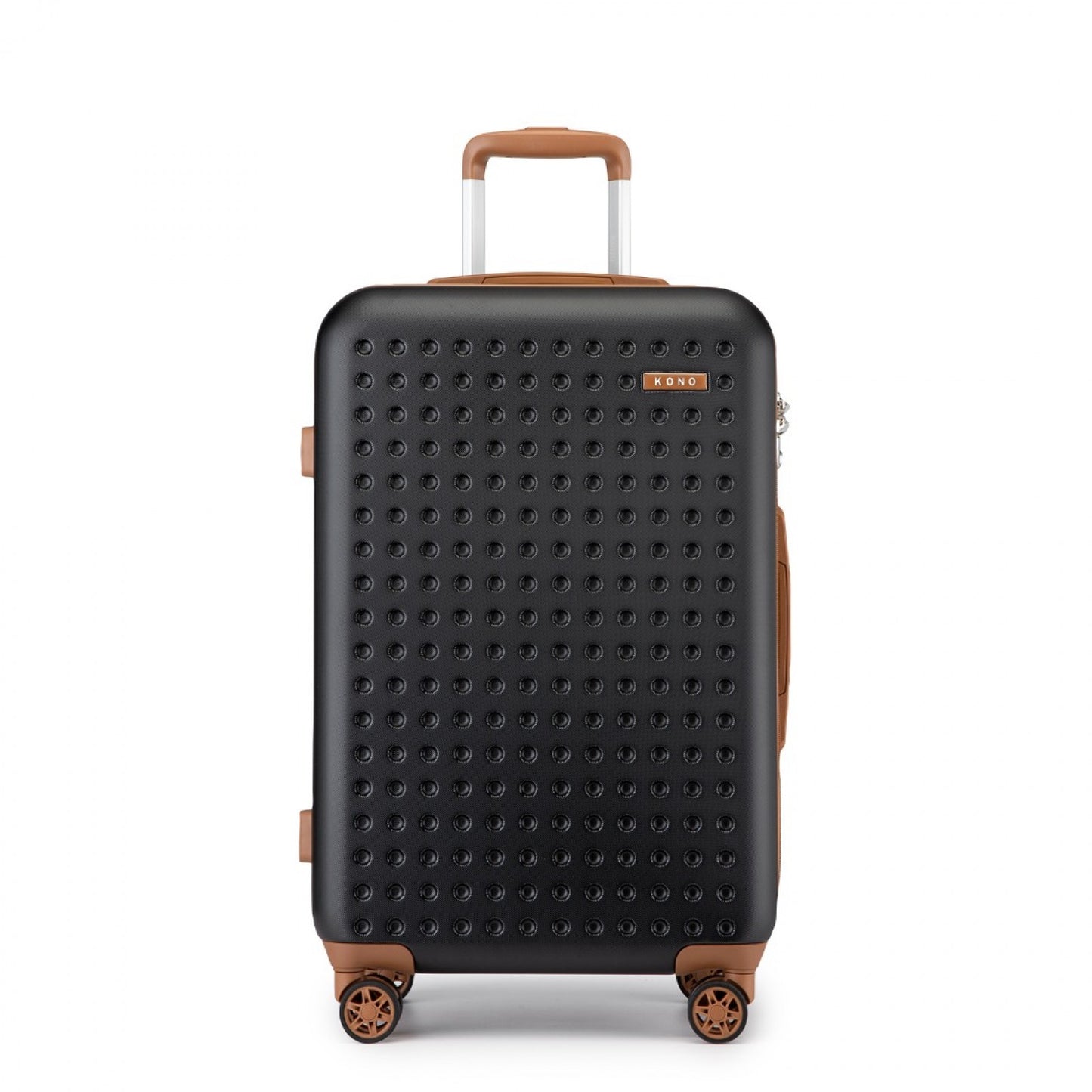 Kono Stylish ABS+PC Polka Dot Hard Shell Suitcase With TSA Lock (KSK2486) - Black & Brown