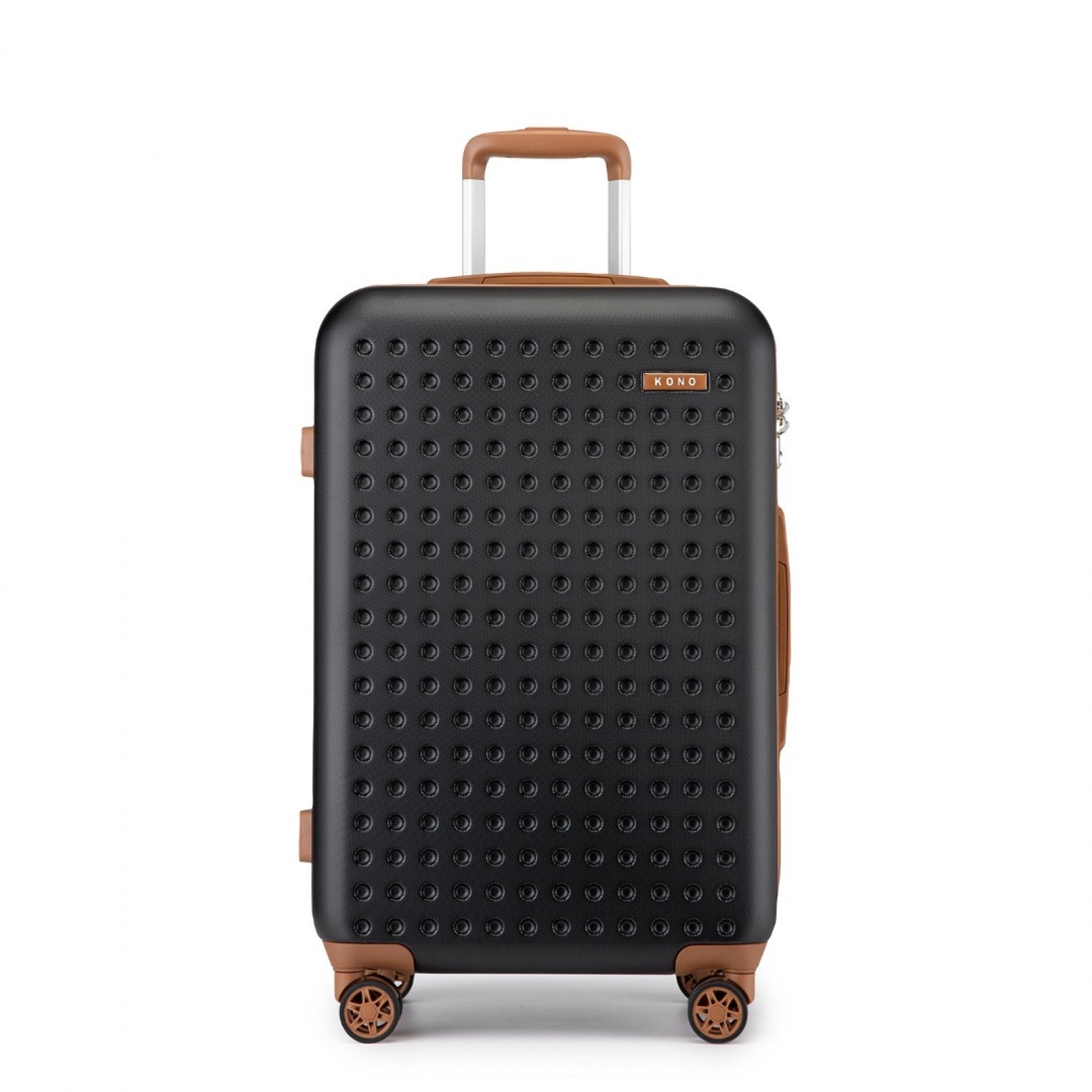 Kono Stylish ABS+PC Polka Dot Hard Shell Suitcase With TSA Lock (KSK2486) - Black & Brown