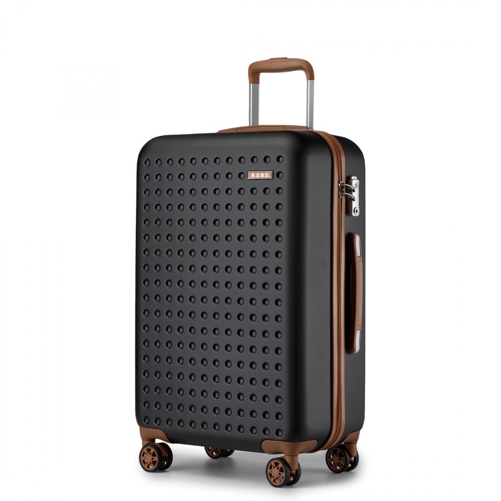 Kono Stylish ABS+PC Polka Dot Hard Shell Suitcase With TSA Lock (KSK2486) - Black & Brown