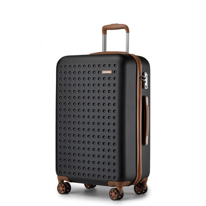 Kono Stylish ABS+PC Polka Dot Hard Shell Suitcase With TSA Lock (KSK2486) - Black & Brown
