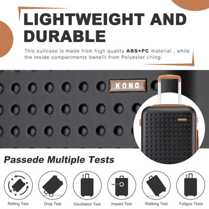 Kono Stylish ABS+PC Polka Dot Hard Shell Suitcase With TSA Lock (KSK2486) - Black & Brown