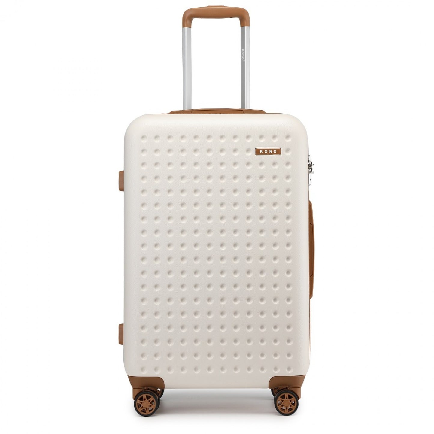 Kono Stylish ABS+PC Polka Dot Hard Shell Suitcase With TSA Lock (KSK2486) - Cream & Brown