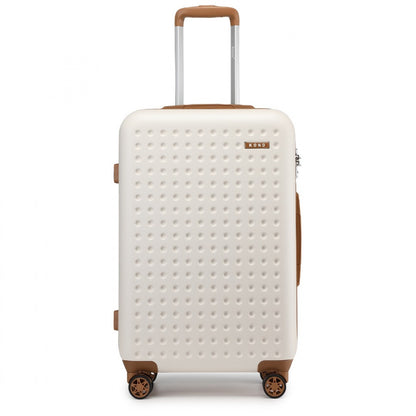 Kono Stylish ABS+PC Polka Dot Hard Shell Suitcase With TSA Lock (KSK2486) - Cream & Brown