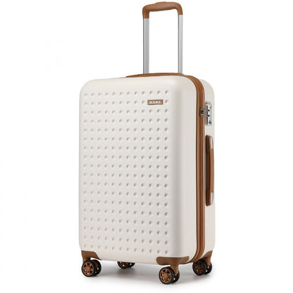 Kono Stylish ABS+PC Polka Dot Hard Shell Suitcase With TSA Lock (KSK2486) - Cream & Brown