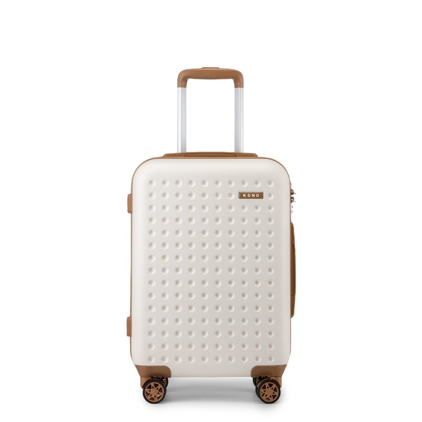 Kono Stylish ABS+PC Polka Dot Hard Shell Suitcase With TSA Lock (KSK2486) - Cream & Brown