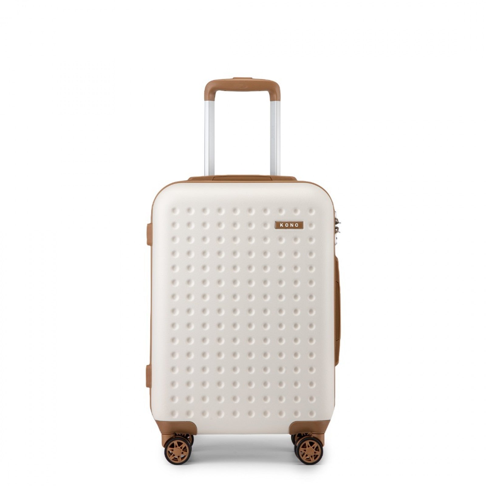 Kono Stylish ABS+PC Polka Dot Hard Shell Suitcase With TSA Lock (KSK2486) - Cream & Brown
