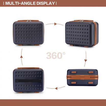 Kono Stylish ABS+PC Polka Dot Hard Shell Vanity Case (KSK2486) - Navy & Brown