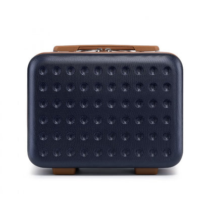 Kono Stylish ABS+PC Polka Dot Hard Shell Vanity Case (KSK2486) - Navy & Brown