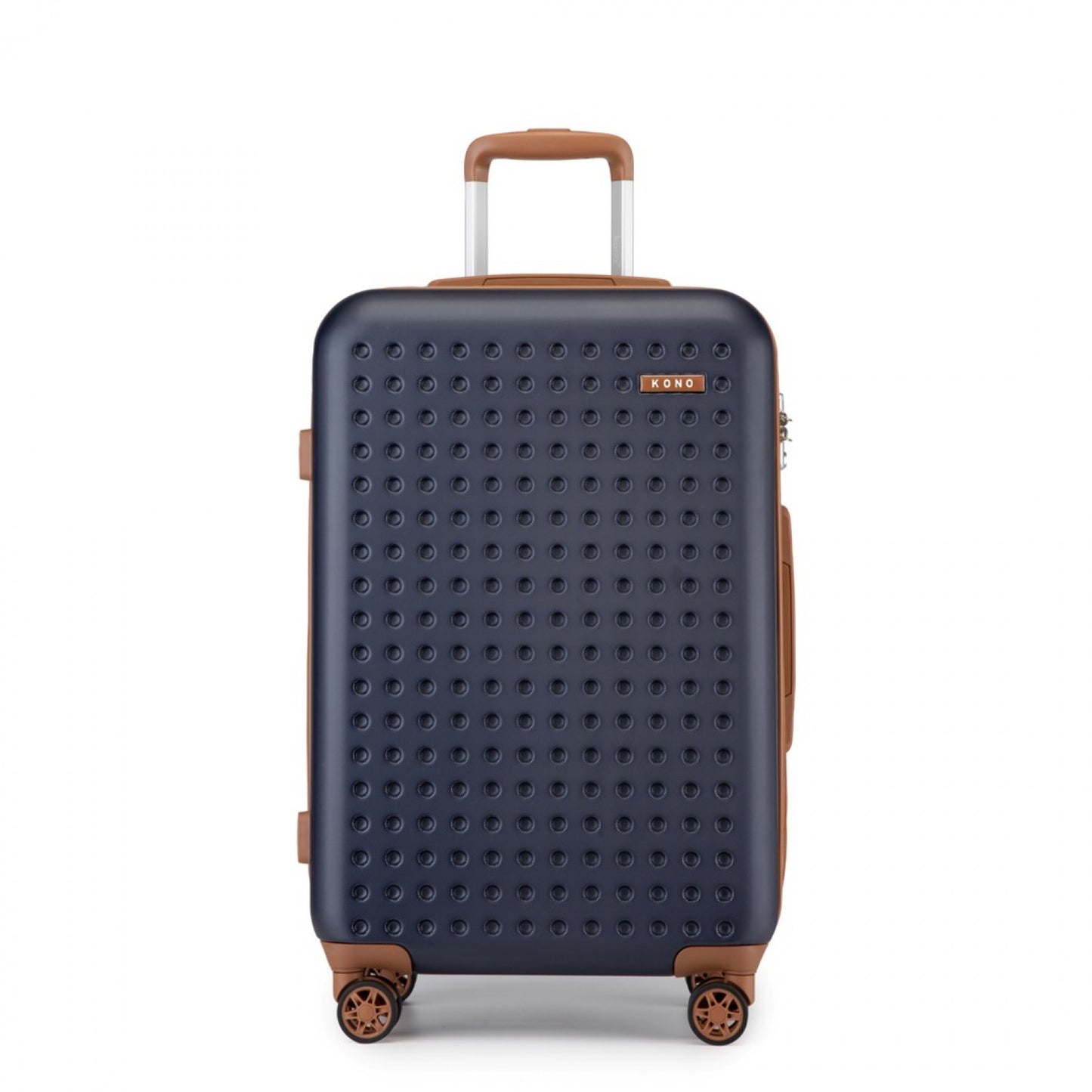 Kono Stylish ABS+PC Polka Dot Hard Shell Suitcase With TSA Lock (KSK2486) - Navy & Brown