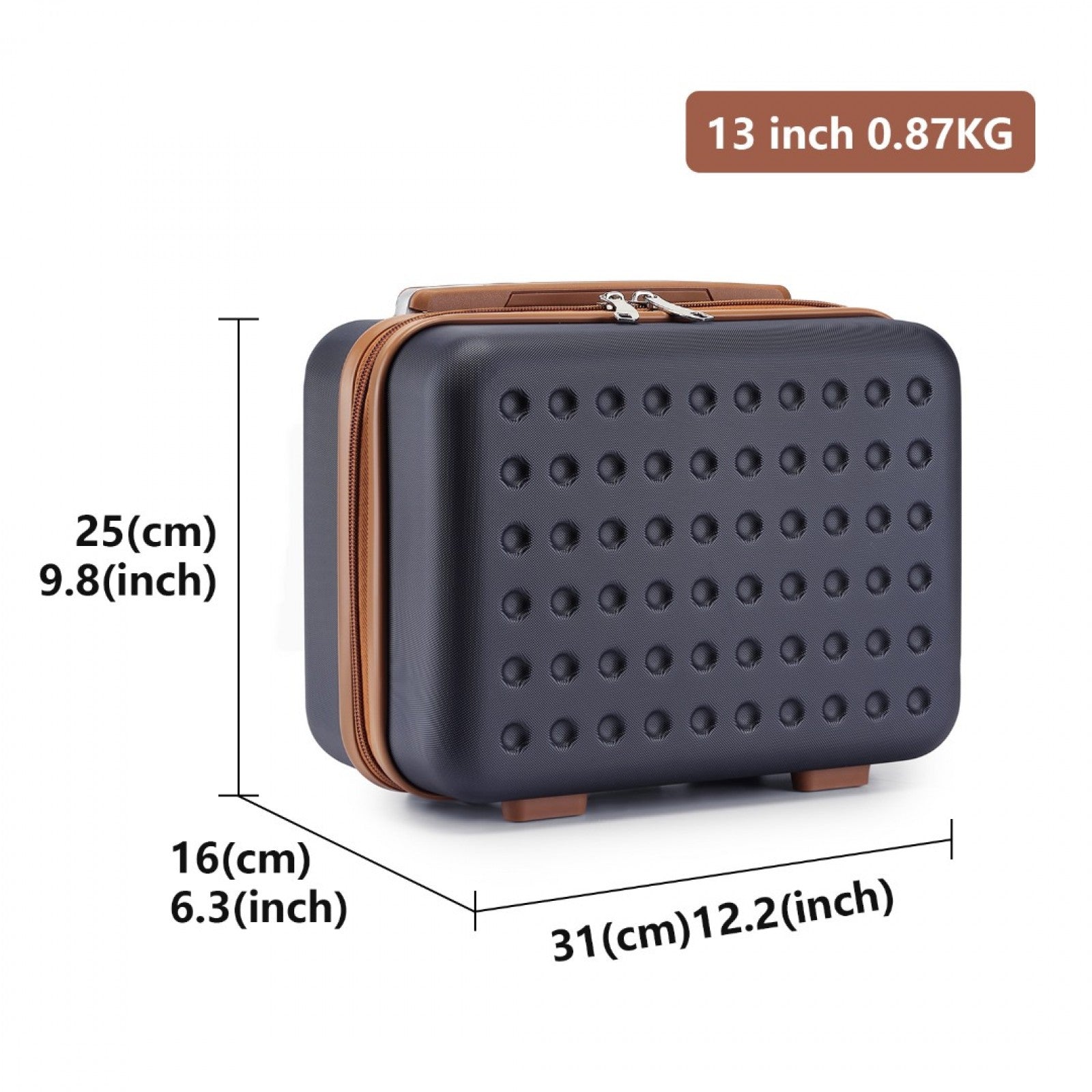 Kono Stylish ABS+PC Polka Dot Hard Shell Suitcase With TSA Lock And Vanity Case 4 Piece Set (KSK2486) - Navy & Brown